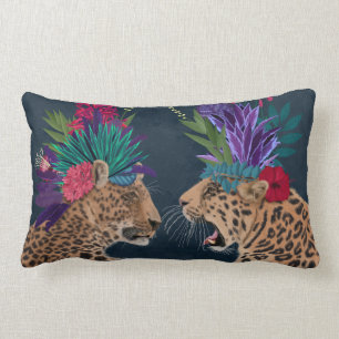 Hot House Leopards   A Couple Lumbar Cushion