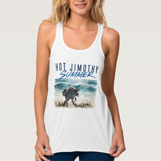 Hot Jimothy Summer Funny Racoon Beach Vintage Singlet (Front)