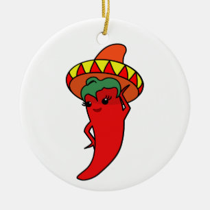 Hot Kawaii Pepper Diva Ceramic Tree Decoration
