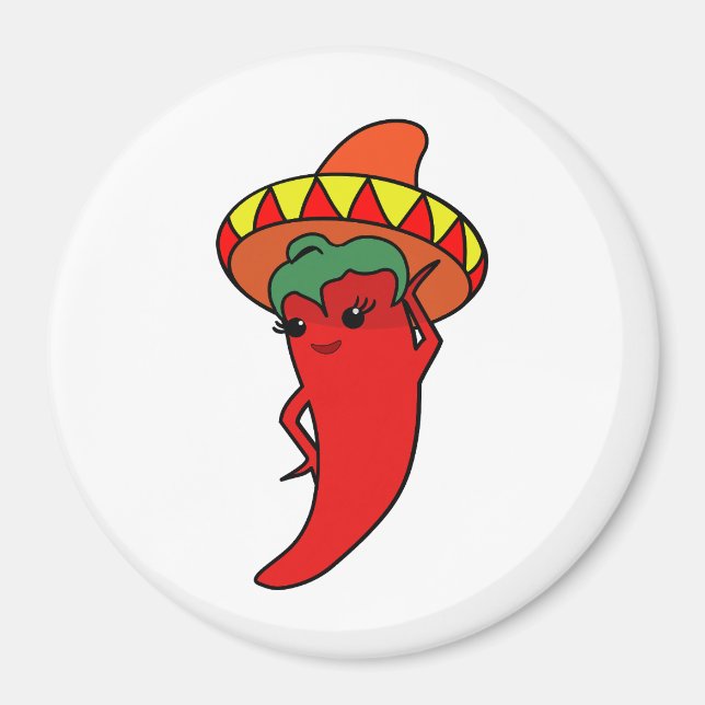 Hot Kawaii Pepper Diva Magnet (Front)