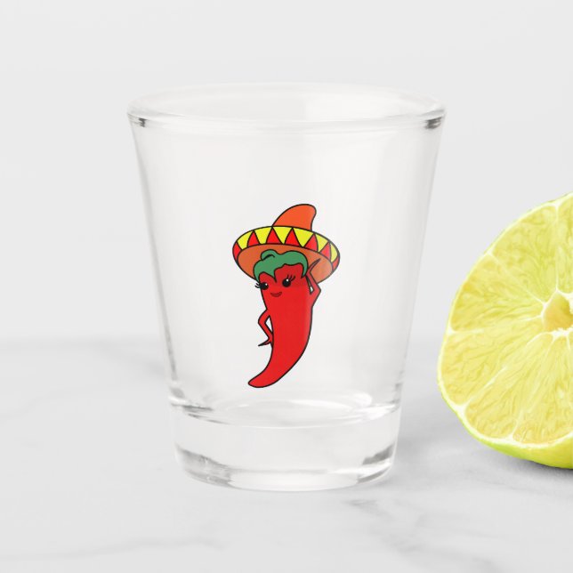 Hot Kawaii Pepper Diva Shot Glass (Front)