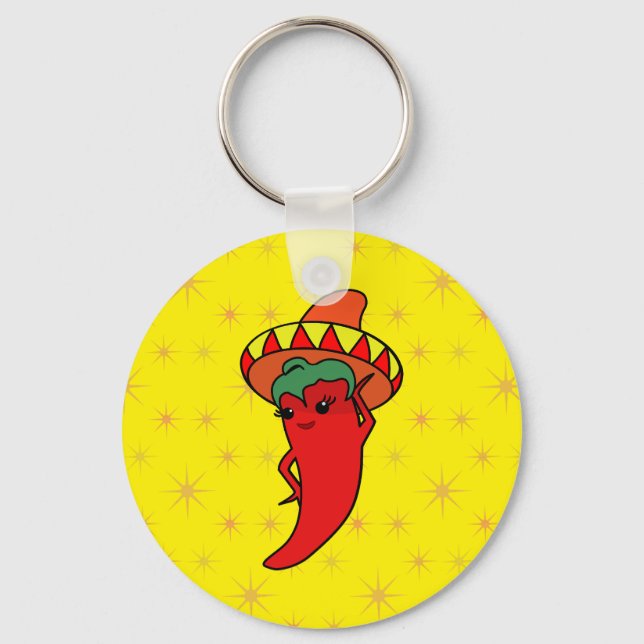 Hot Kawaii Pepper Diva Stars Key Ring (Front)