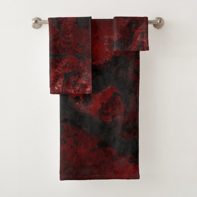 Hot Lava and Ash Stone Abstract Bath Towel Set (Insitu)
