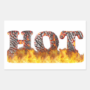 HOT - letters in fire and molten lava Rectangular Sticker