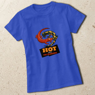 Hot Like A Fire Salamander Funny Coffee Cartoon T-Shirt