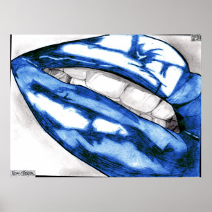 Hot Lips Blue Canvas Print