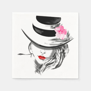Hot Lips - Mysteryous Lady - Migned Drawing Napkin