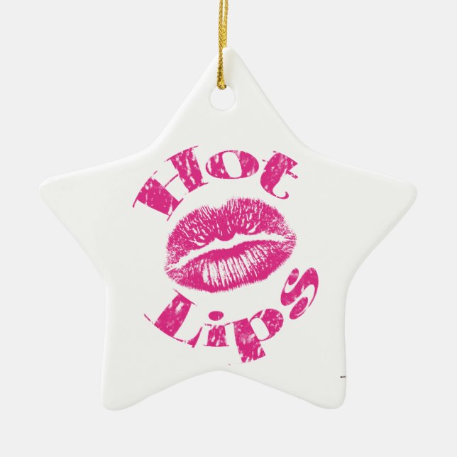 Hot Lips! Pink Lips Ceramic Tree Decoration (Front)