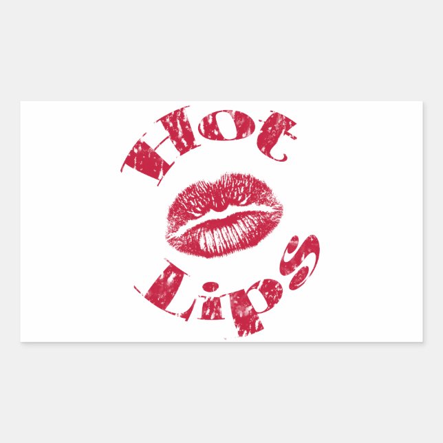 Hot Lips, Red Lips Rectangular Sticker (Front)