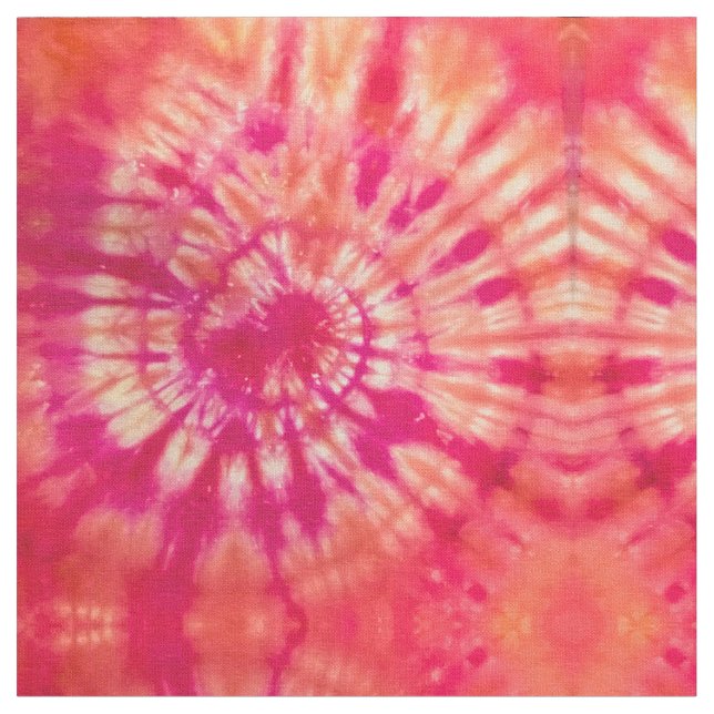 Hot Magenta and Orange Tie Dye Fabric (Close Up)