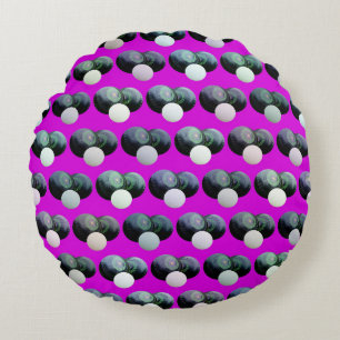 Hot Magenta Lawn Bowls Pattern, Round Cushion