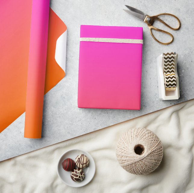 Hot Magenta Pink and Bright Orange Ombre Wrapping Paper (Crafts)