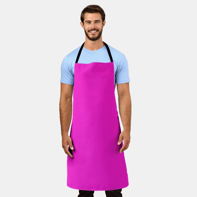 Hot Magenta Solid Colour Apron (Worn)