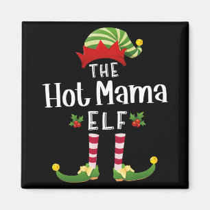 Hot Mama Christmas Elf Matching Pajama X-mas Party Magnet