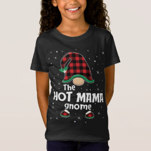 Hot Mama Gnome Buffalo Plaid Matching Christmas Pa T-Shirt