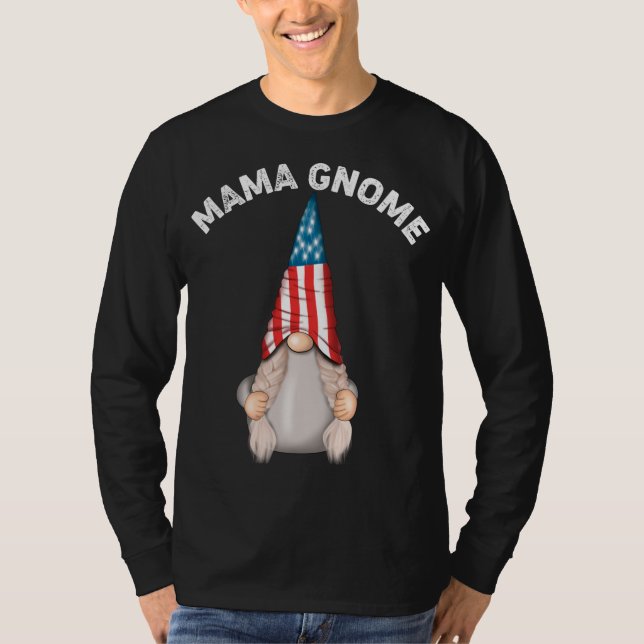 Hot Mama Gnome Family Funny US American Flag T-Shirt (Front)