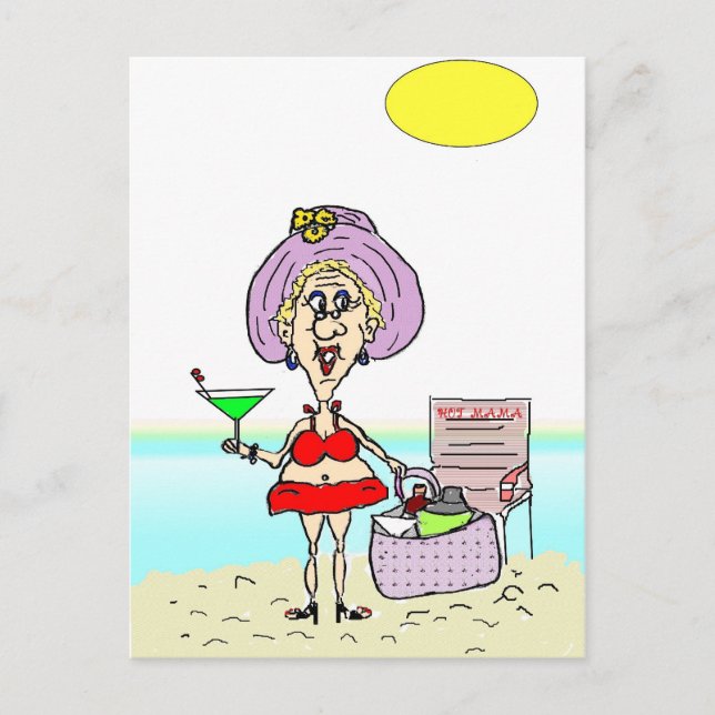 HOT MAMA MARTINI BEACH POSTCARD (Front)