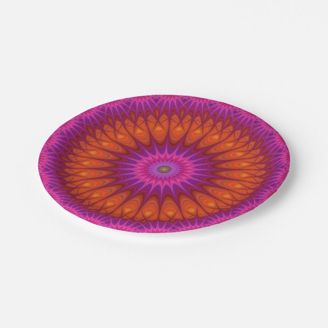 Hot mandala paper plate (Angled)