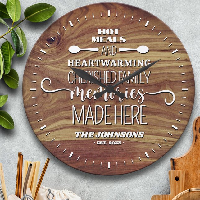 Hot Meals Warm Memories Personalised Kitchen  Large Clock (Creator Uploaded)