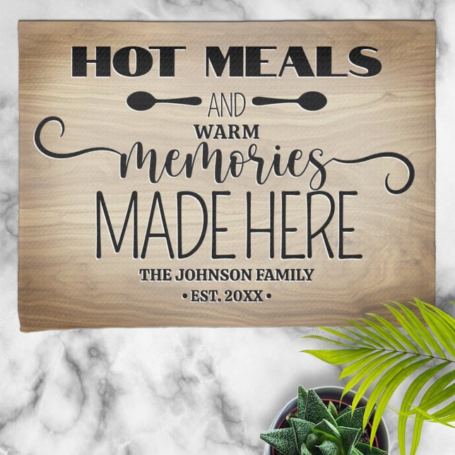 Hot Meals Warm Memories Personalised Tea Towel (Creator Uploaded)