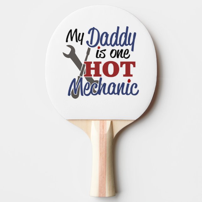 Hot Mechanic Dad Ping Pong Paddle (Front)