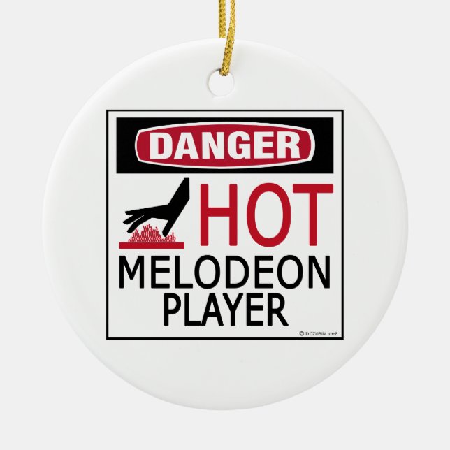 Hot Melodeon Player Ceramic Tree Decoration (Front)