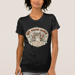 Hot Meow Sauce Cat Hot Sauce Spicy Food Cat Vintag T-Shirt