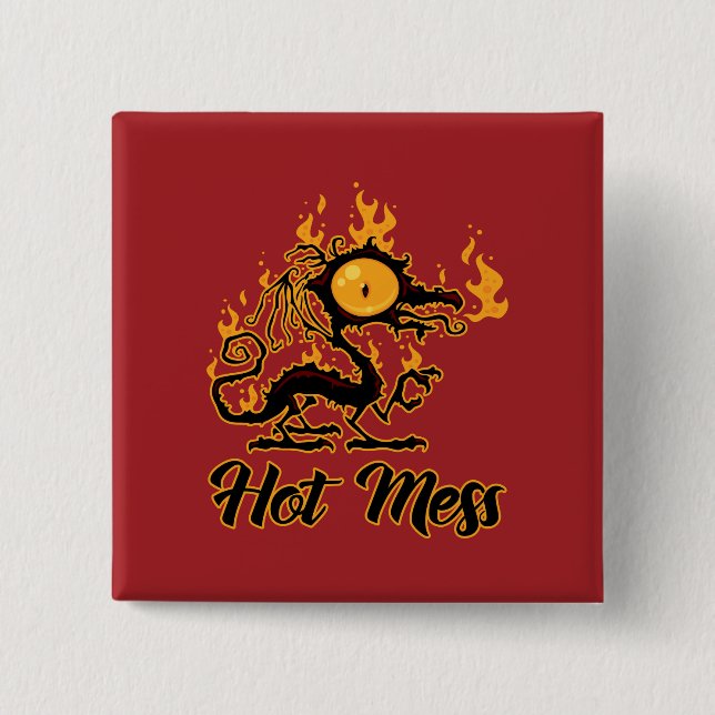 Hot Mess Crispy Dragon 15 Cm Square Badge (Front)