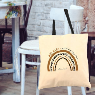 Hot Mess Doing My Best Animal Print Rainbow Tote Bag