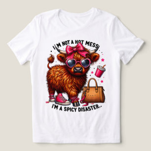 Hot Mess, Funny Highland Cow Tri-Blend Shirt