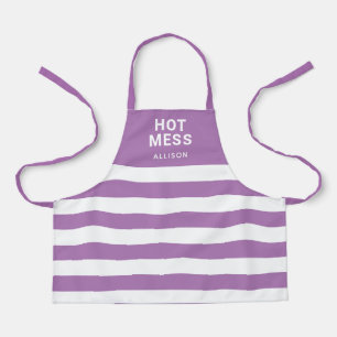 Hot Mess Funny Saying Purple Personalised Kids Apron