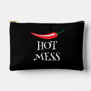 Hot Mess funny spicy red chilli pepper Accessory Pouch