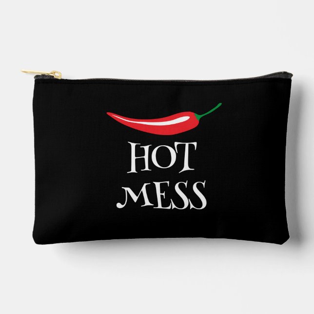 Hot Mess funny spicy red chilli pepper Accessory Pouch (Front)