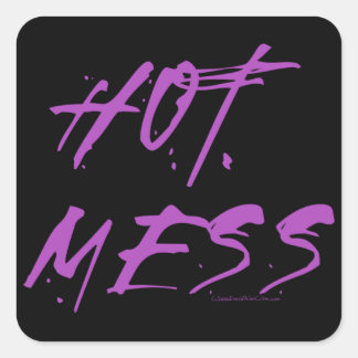 HOT MESS IN PURPLE SQUARE STICKER