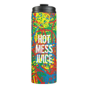 Hot Mess Juice Scribbles Yellow Blue Green Red Art Thermal Tumbler