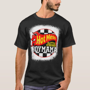 Hot Mess Little Stressed Boy Mama Racing Cars T-Shirt
