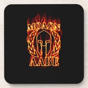 Hot Molon Labe Warrior Mask Laurels on Fire Coaster