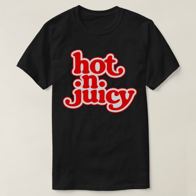 Hot N Juicy 70s hamburger cheeseburger fast food T-Shirt (Design Front)
