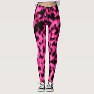 Hot Neon Pink Cheetah Rave Love Leggings