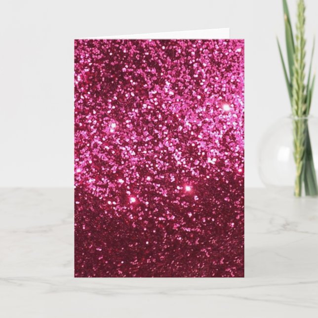 HOT NEON PINK SPARKLE GLITTER BACKGROUND PARTY FUN CARD (Front)