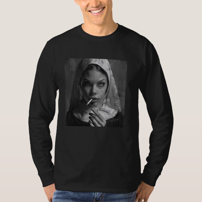 Hot nun smokes cigarette, Rebellious nun 1 T-Shirt (Front)