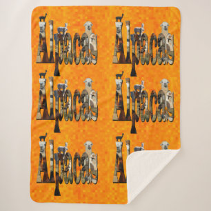 Hot Orange Alpaca Design, Sherpa Blanket
