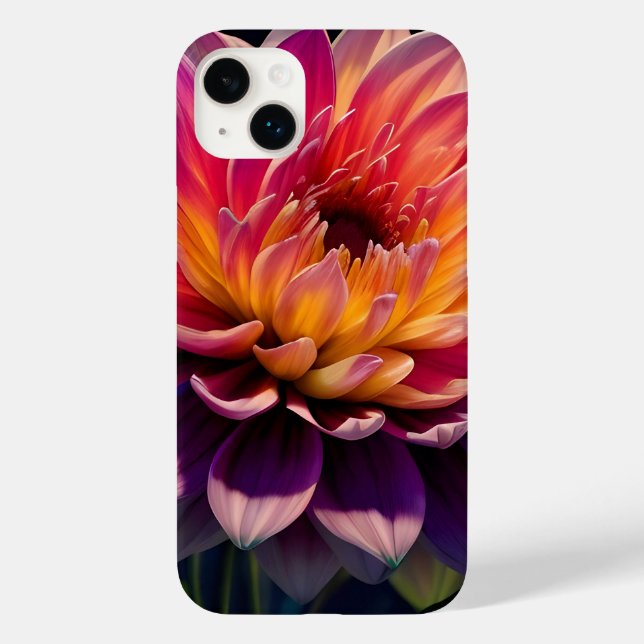 Hot Orange and Pink Dahlia Flower Case-Mate iPhone Case (Back)