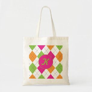 Hot Pale Pink, Green & Blue Damask Tote Bag