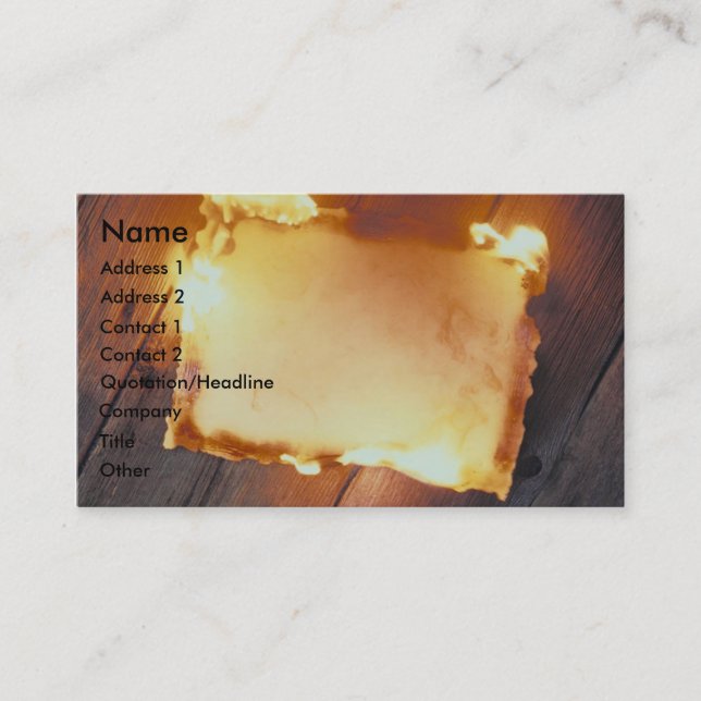 Hot paper on wood business card (Front)