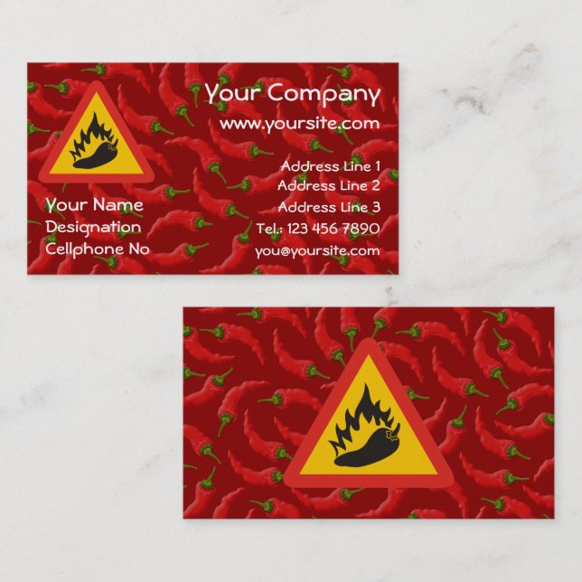 Hot pepper danger sign business card (Front/Back)