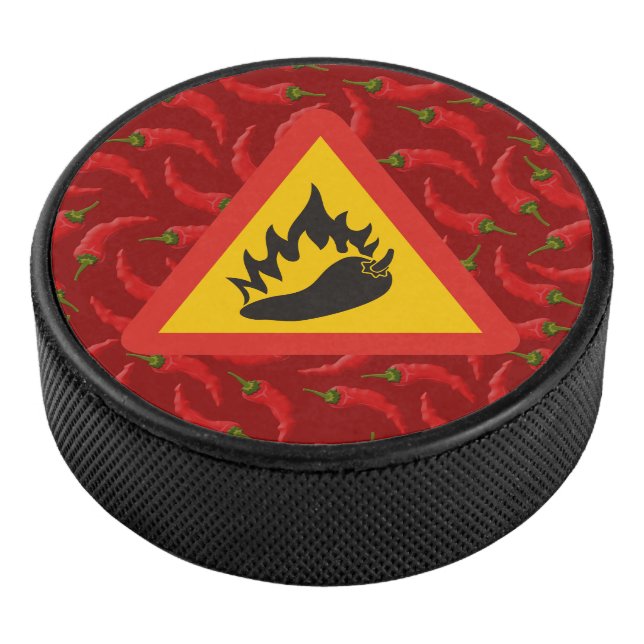 Hot pepper danger sign hockey puck (3/4)