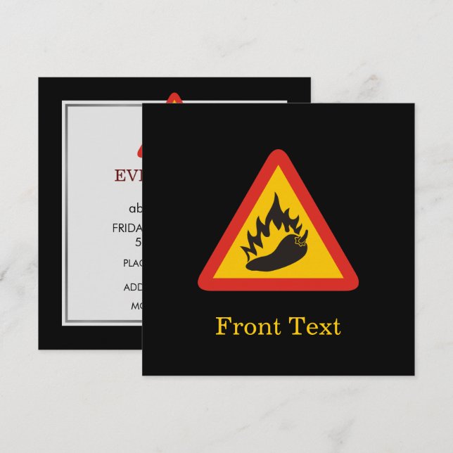 Hot Pepper Danger Sign Invitation (Front/Back)