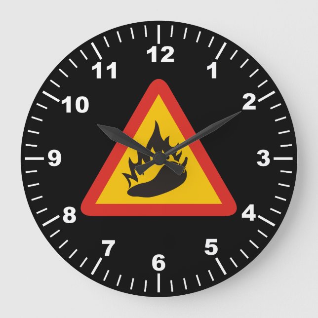 Hot pepper danger sign large clock (Front)
