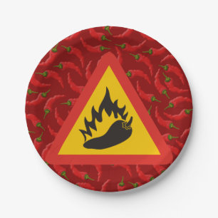 Hot pepper danger sign paper plate